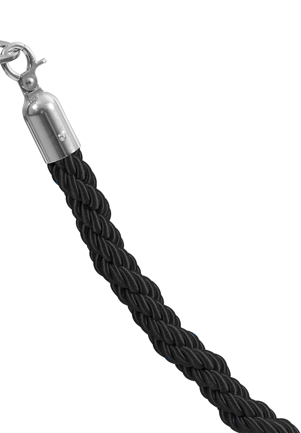 Cordon împletit negru – cârlig cromat