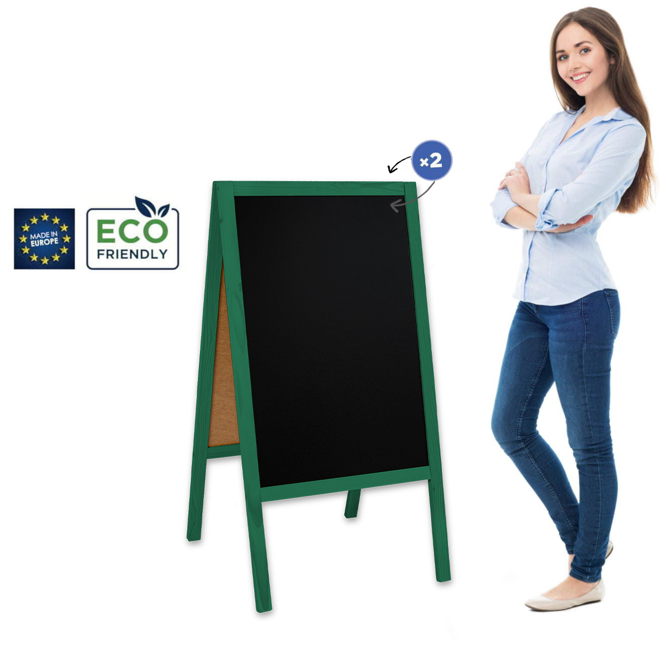 Panou stradal din lemn Classic L (61x118 cm) - verde
