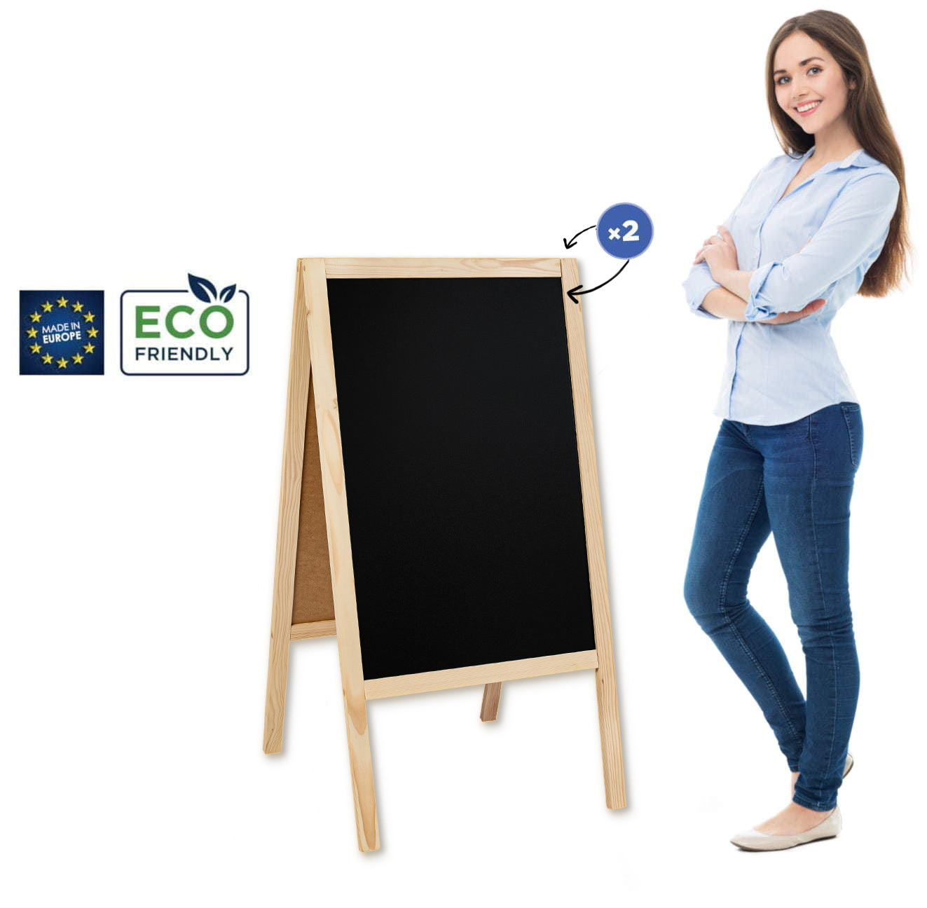 Panou stradal din lemn Classic L (61x118 cm) - natural