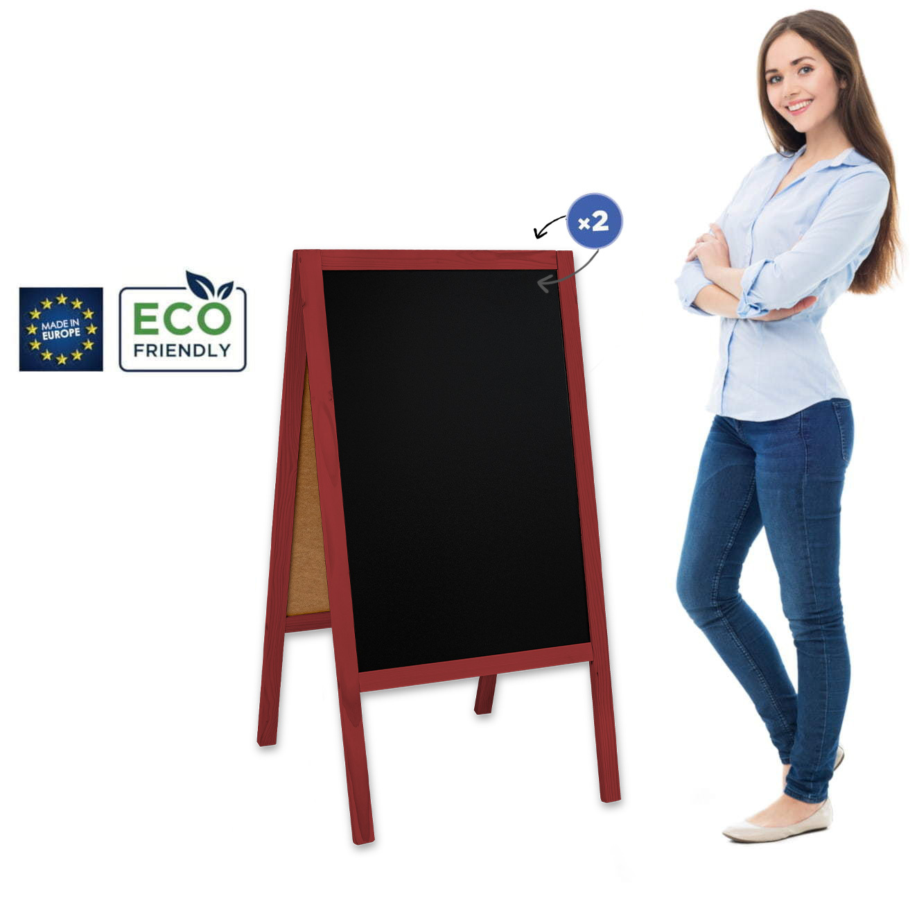 Panou stradal din lemn Classic L (61x118 cm) - roșu