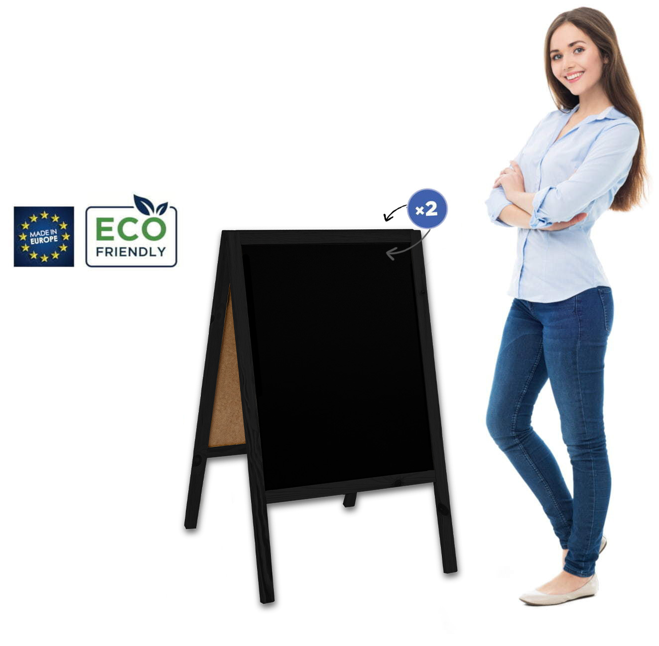 Panou stradal din lemn Classic M (60x100 cm) - negru