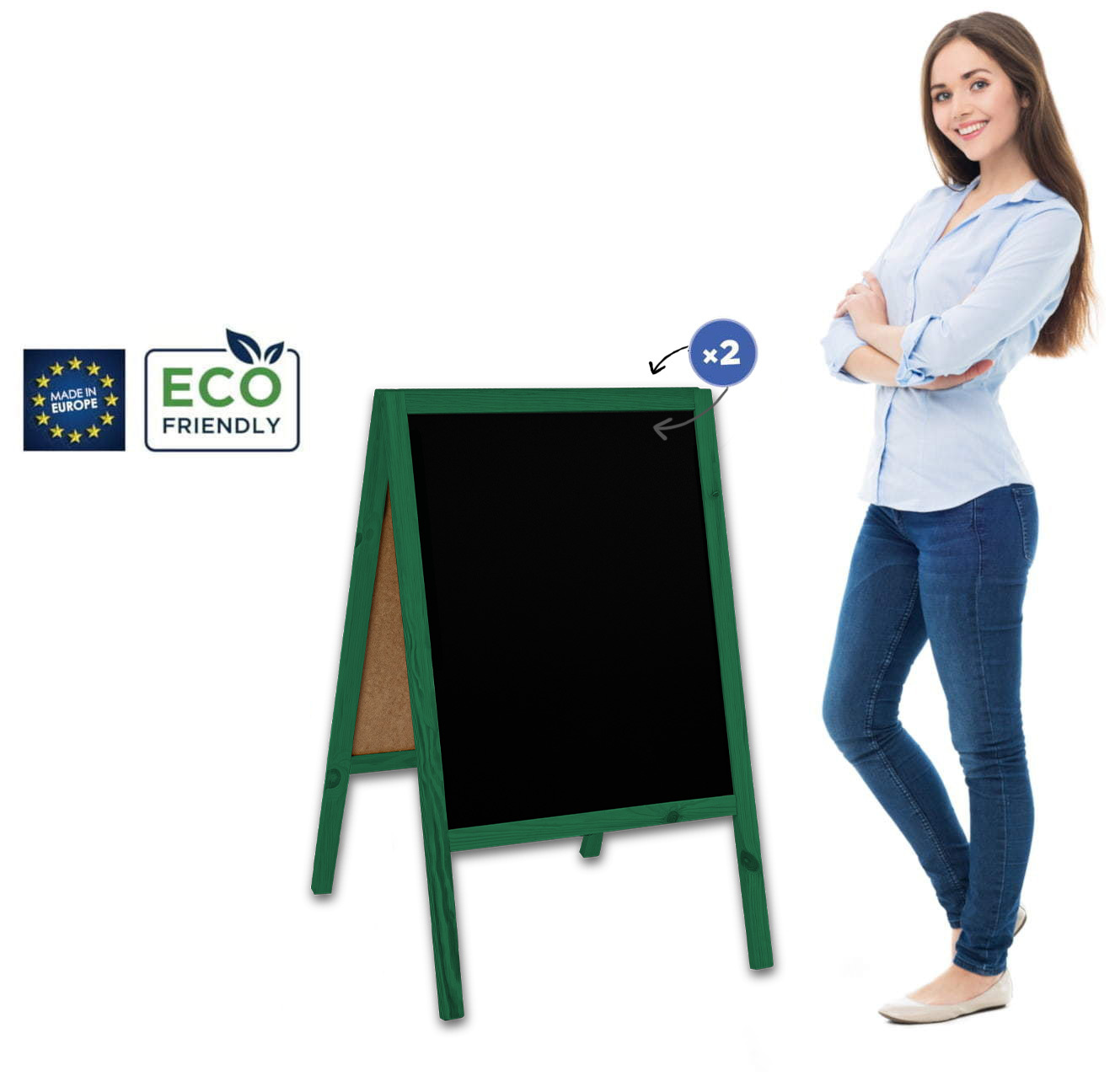 Panou stradal din lemn Classic M (60x100 cm) - verde