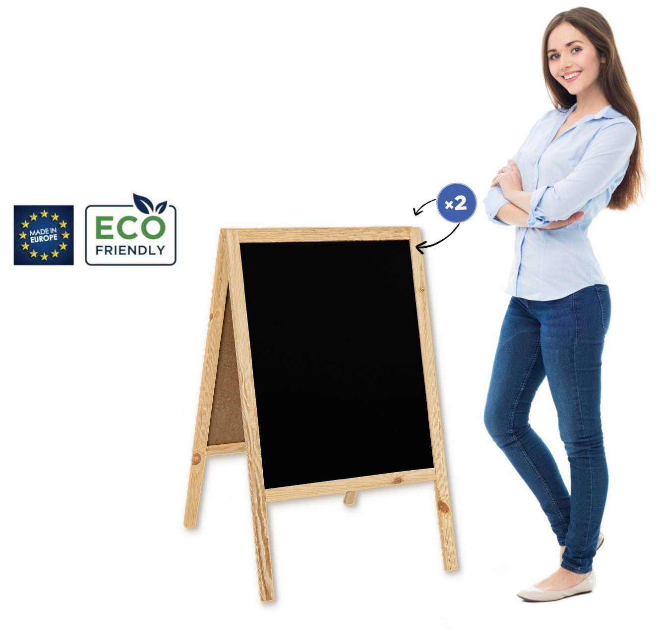 Panou stradal din lemn Classic M (60x100 cm) - natural