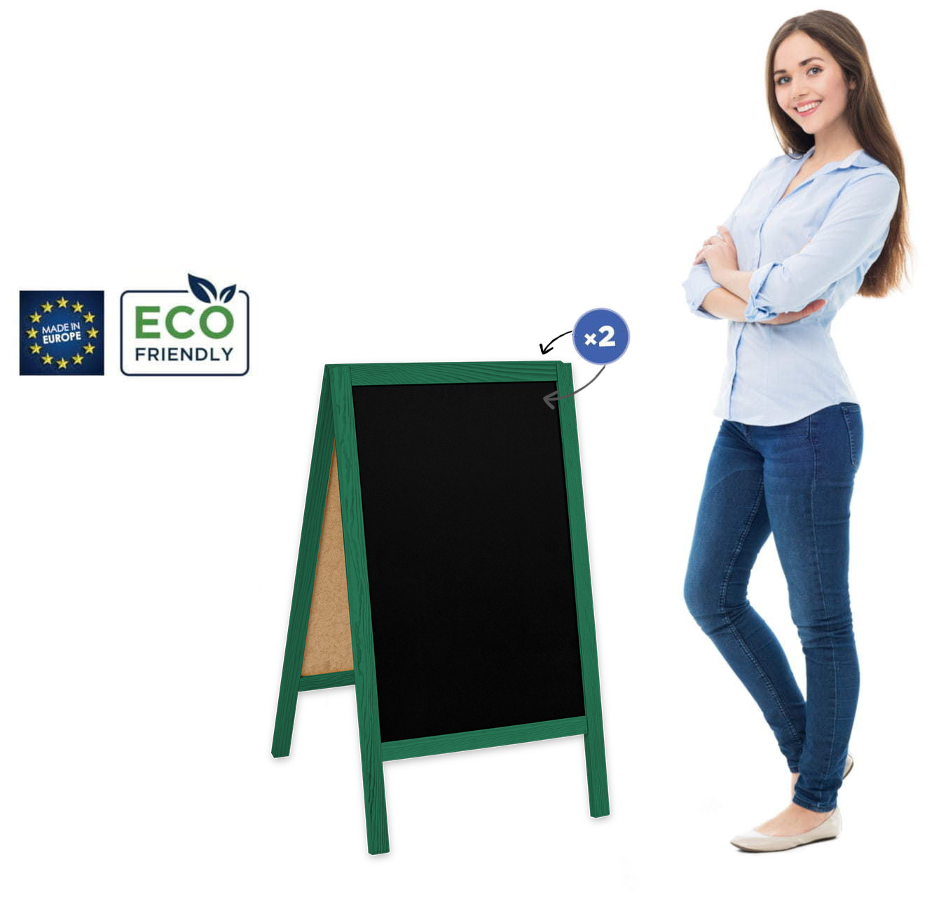 Panou stradal din lemn Classic S (51x90 cm) - verde