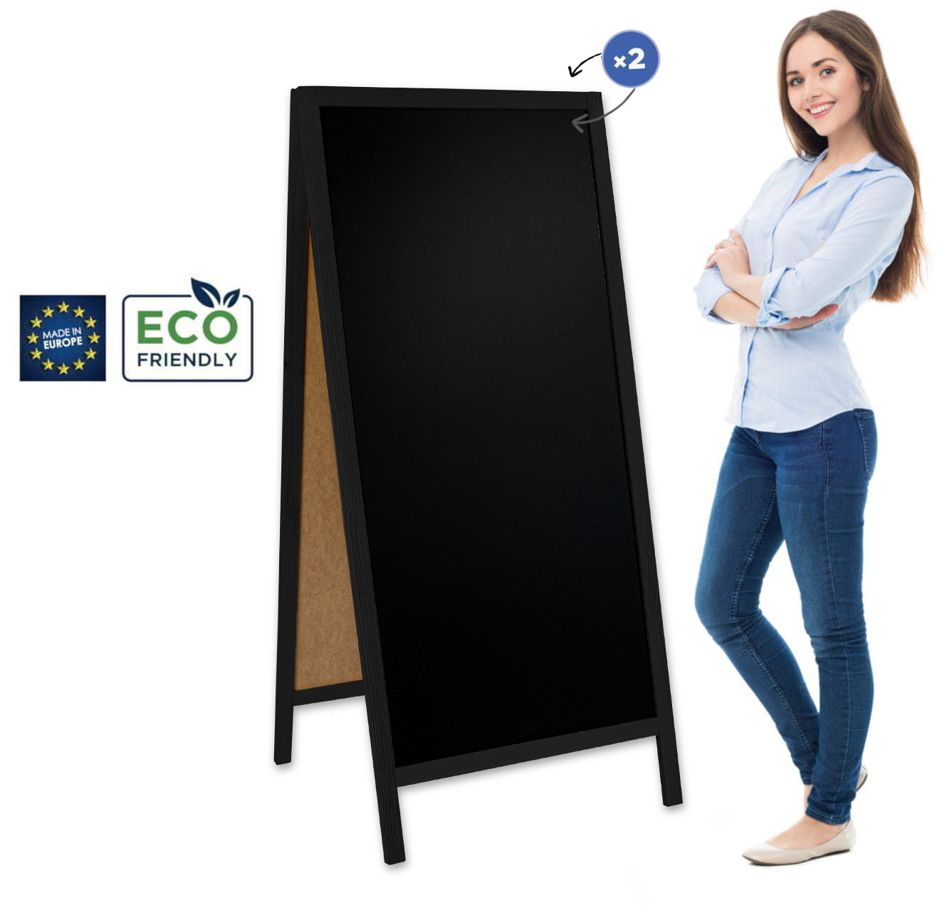 Panou stradal din lemn Classic XL (72x160 cm) - negru