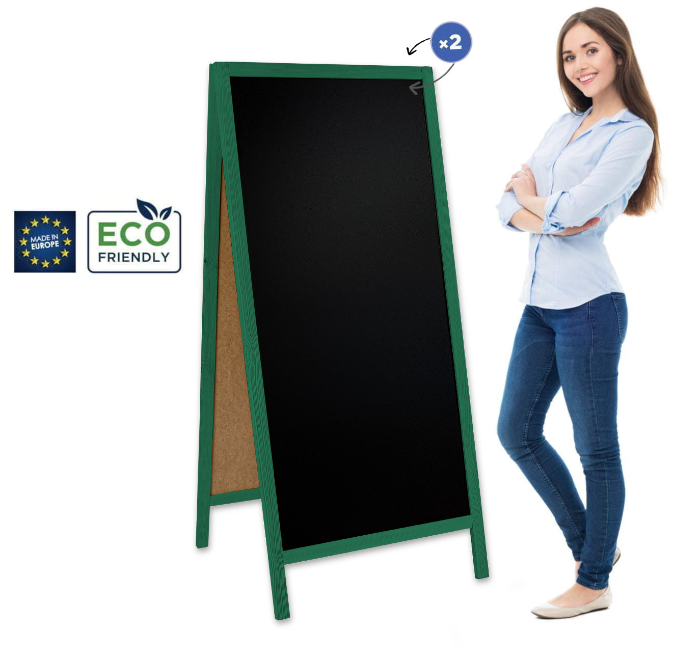 Panou stradal din lemn Classic XL (72x160 cm) - verde