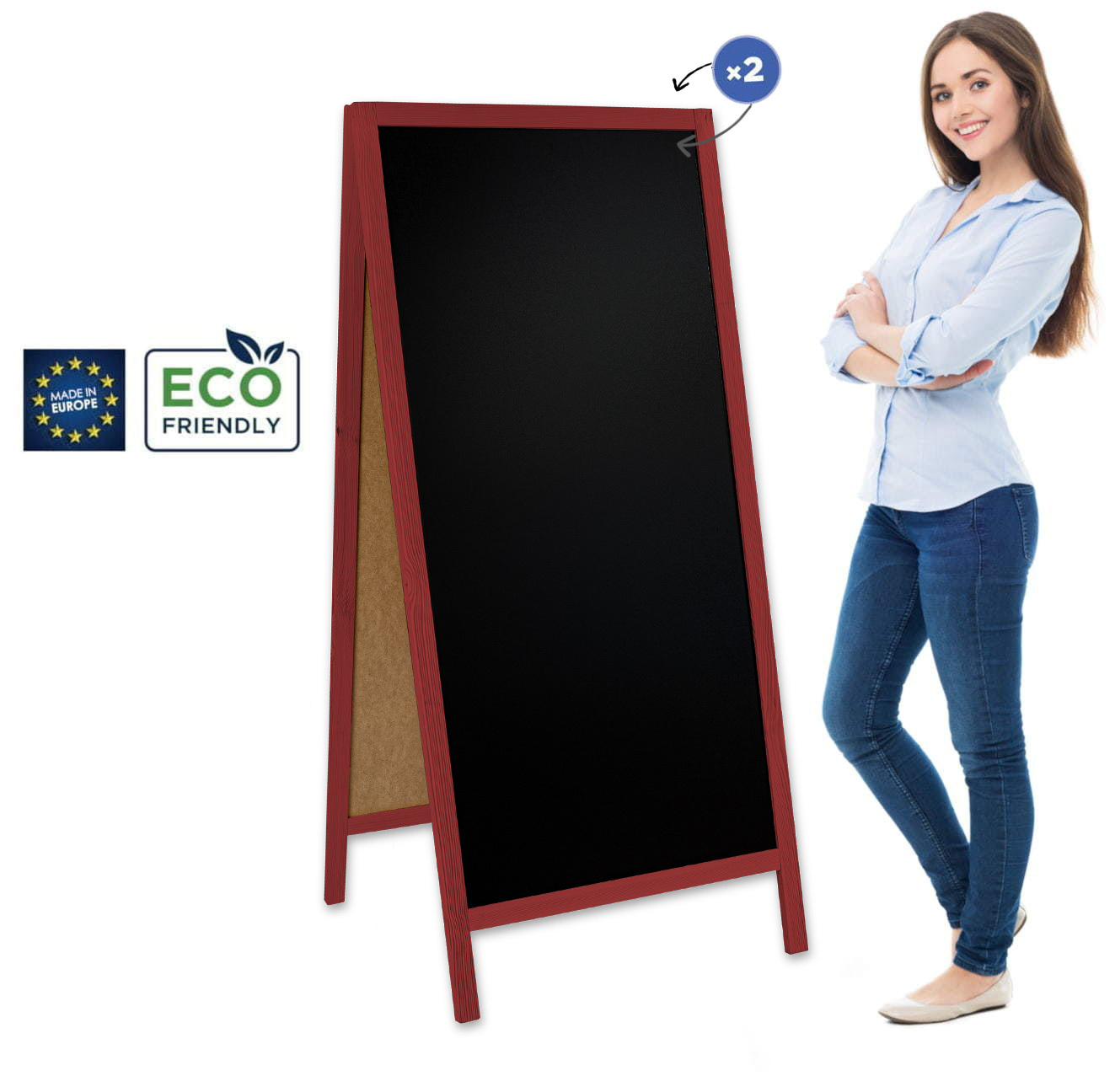 Panou stradal din lemn Classic XL (72x160 cm) - roșu
