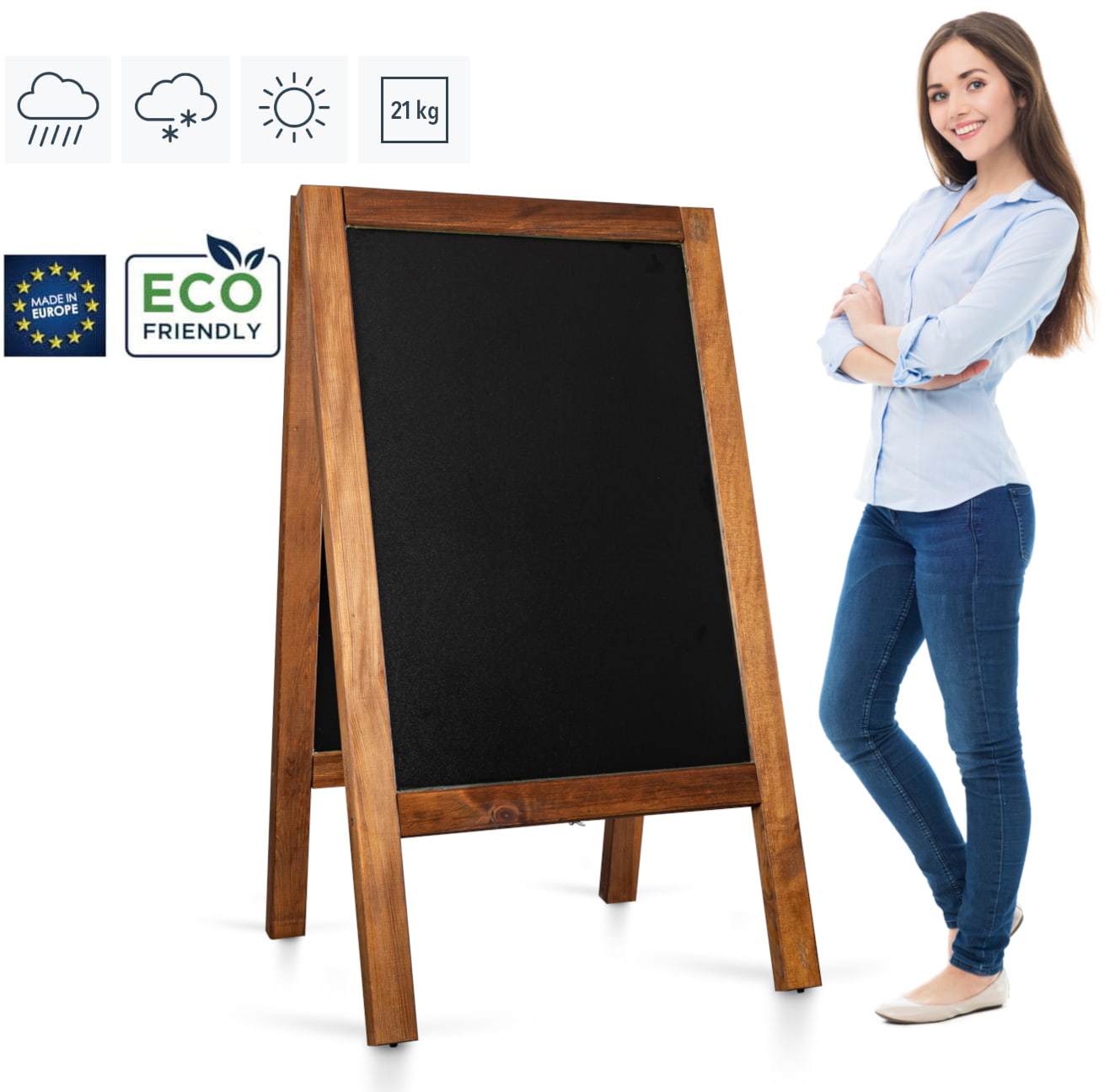 Panou stradal din lemn (blackboard) PRO (65x118 cm) - rezistent la apă