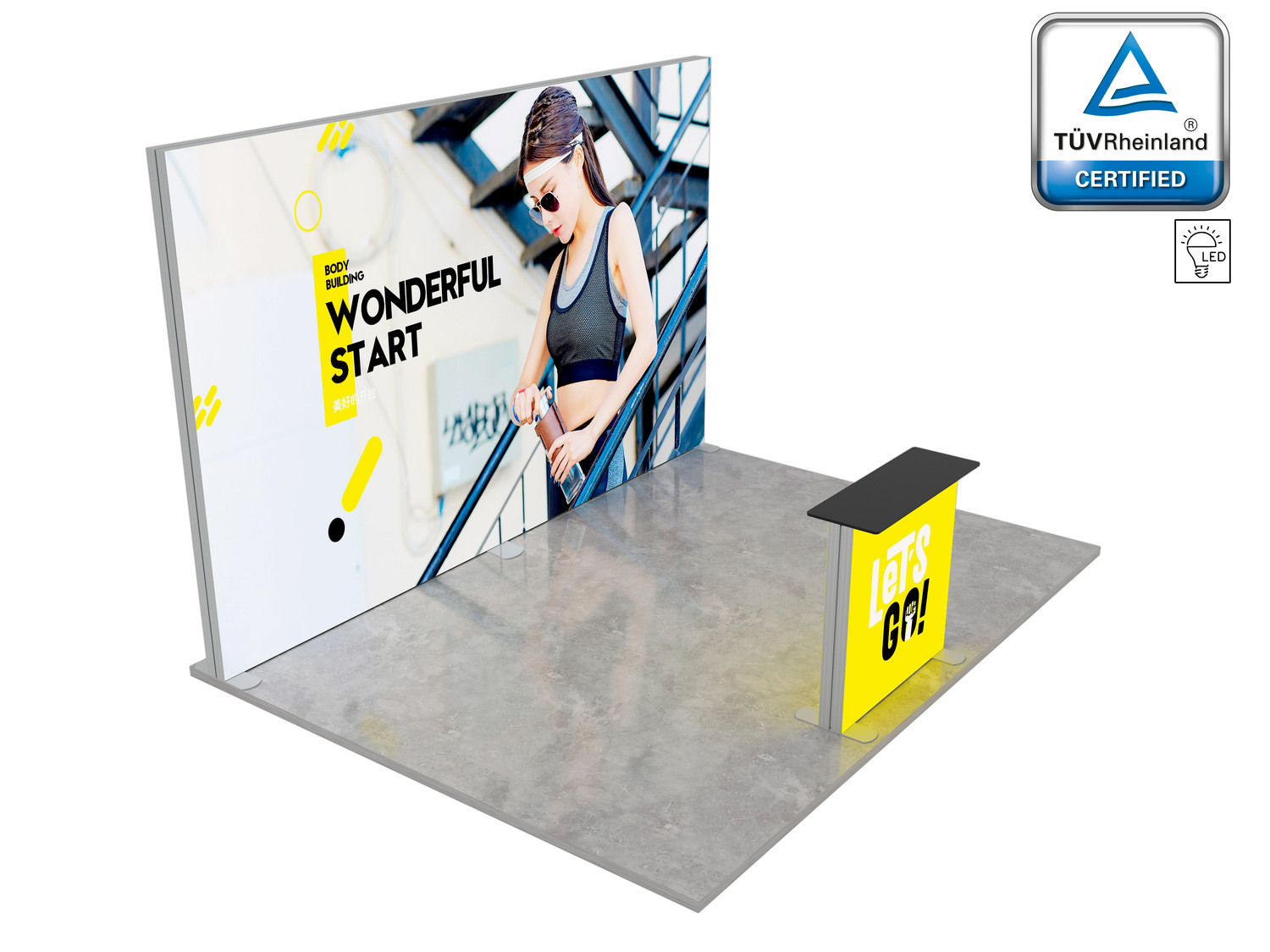 Standul expozițional LUNIX™ 12 m² (4x3) peninsula