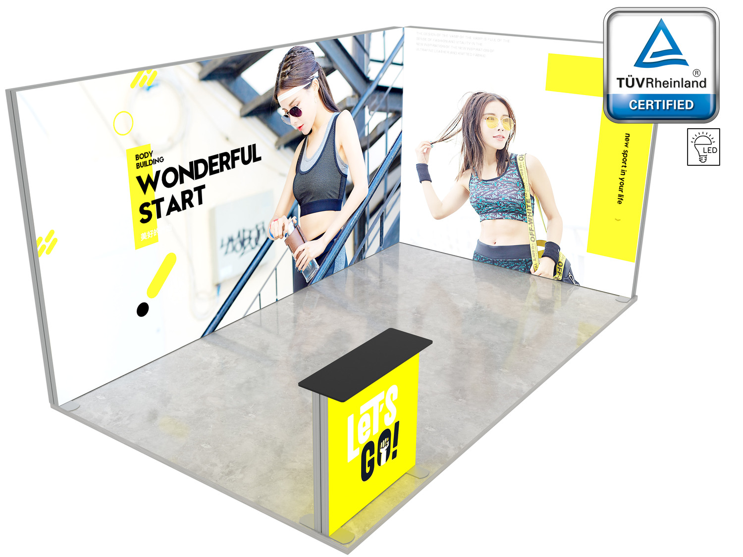 Standul expozițional LUNIX™ 15 m² (5x3) colț