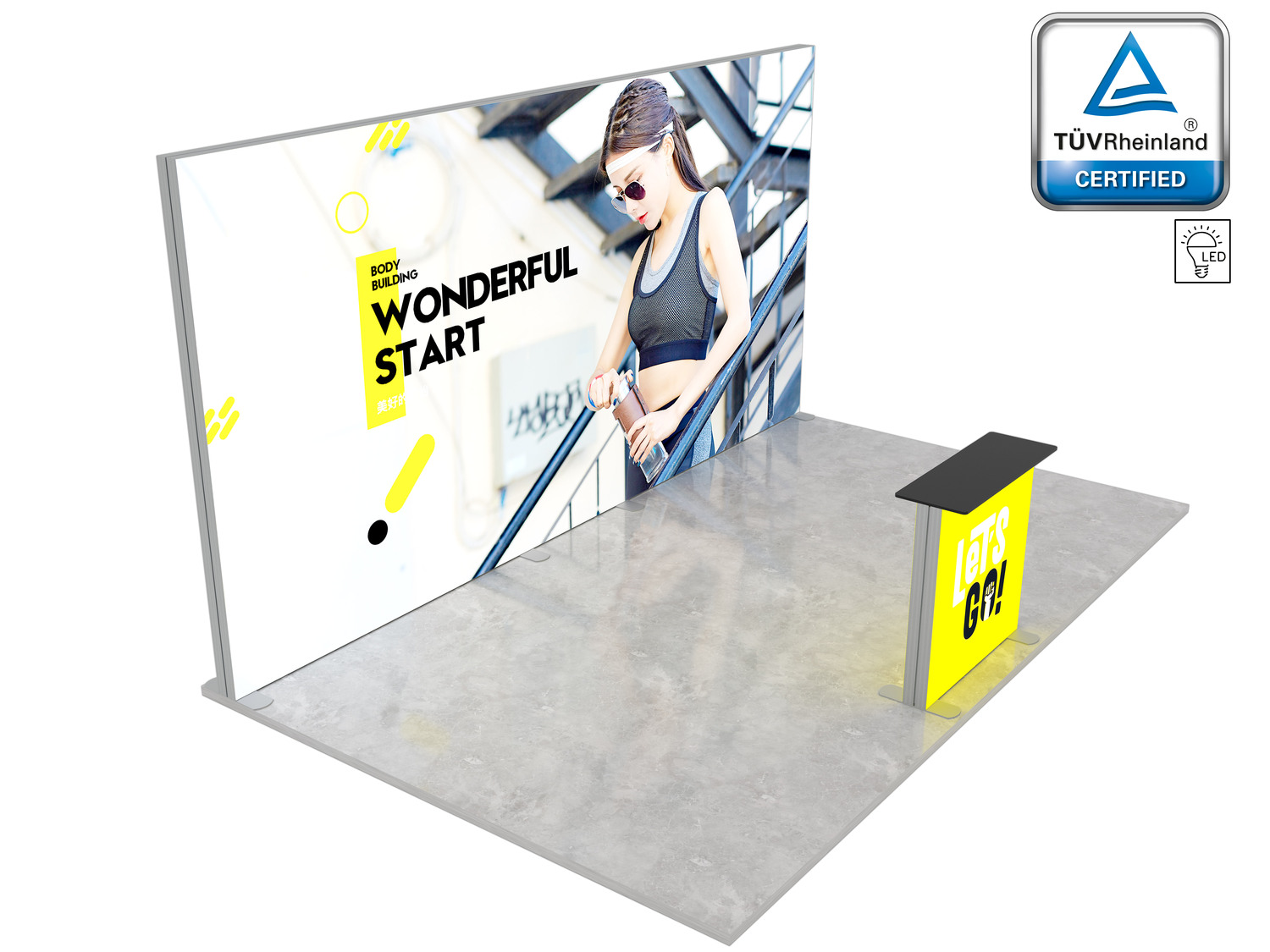 Standul expozițional LUNIX™ 15 m² (5x3) peninsula