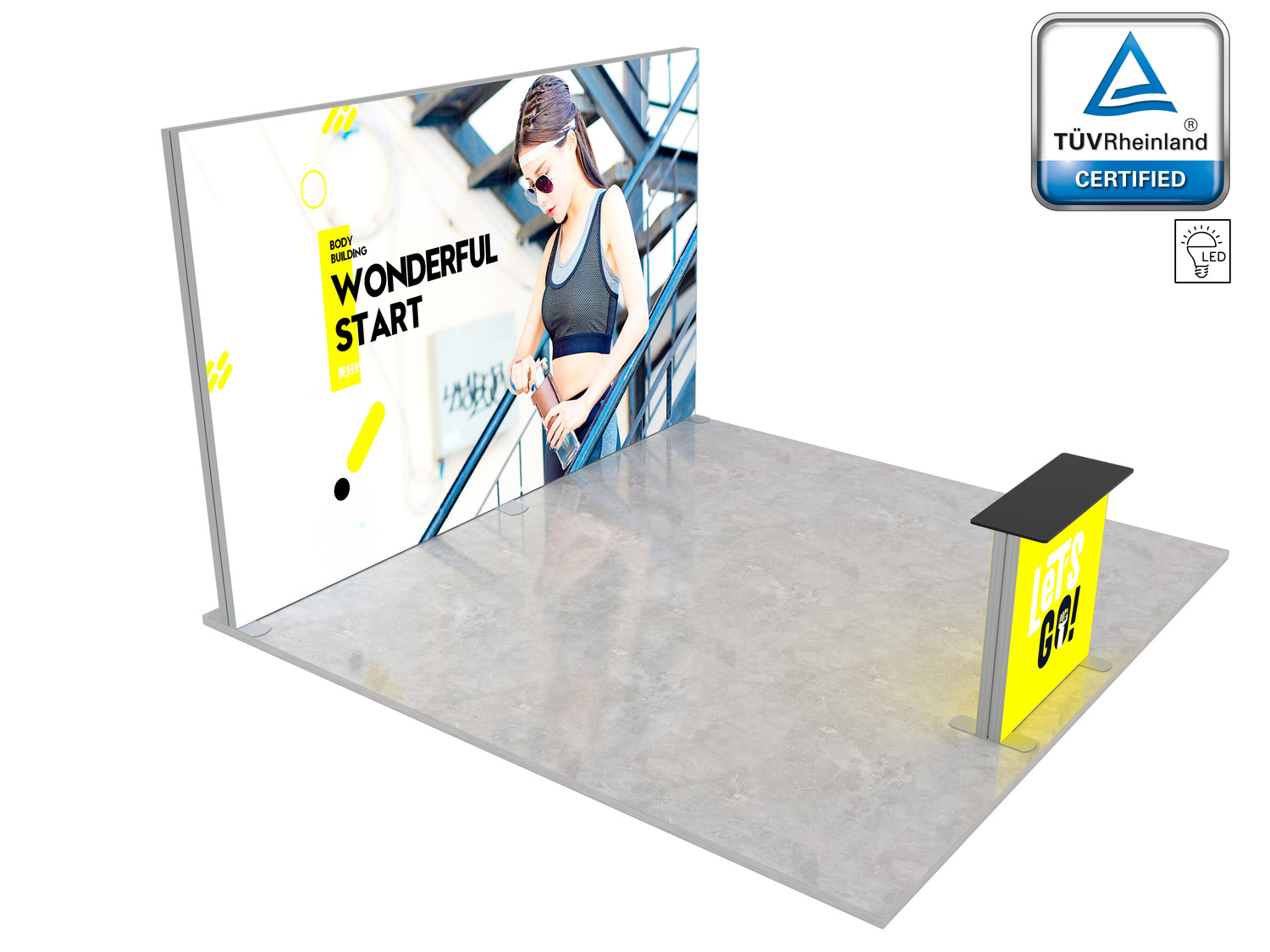 Standul expozițional LUNIX™ 16 m² (4x4) peninsula