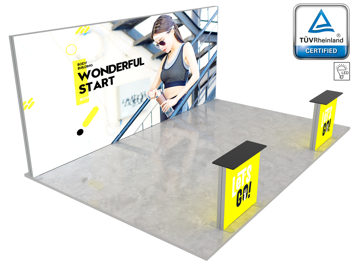 Standul expozițional LUNIX™ 18 m² (6x3) peninsula
