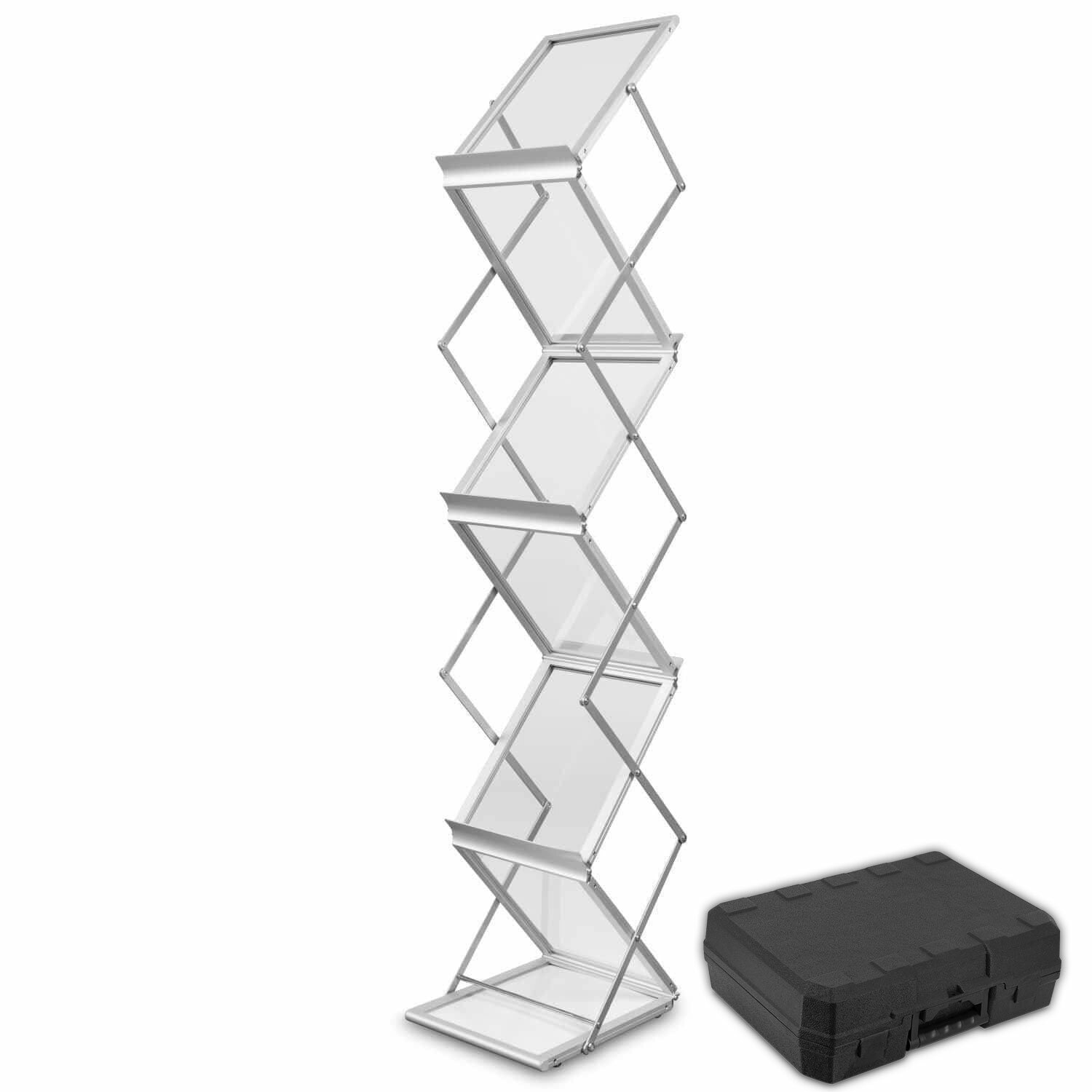 Stand pentru pliante Montana A4 în valiză SOLID - argint